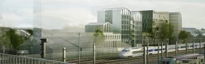 Intencity, vue générale depuis la future passerelle de la gare, ANMA, Angers